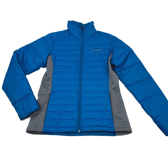 Colubmia Womens Small Puffer Jacket Blue Lightweight Packable Synthetic Fill - Picture 1 of 11